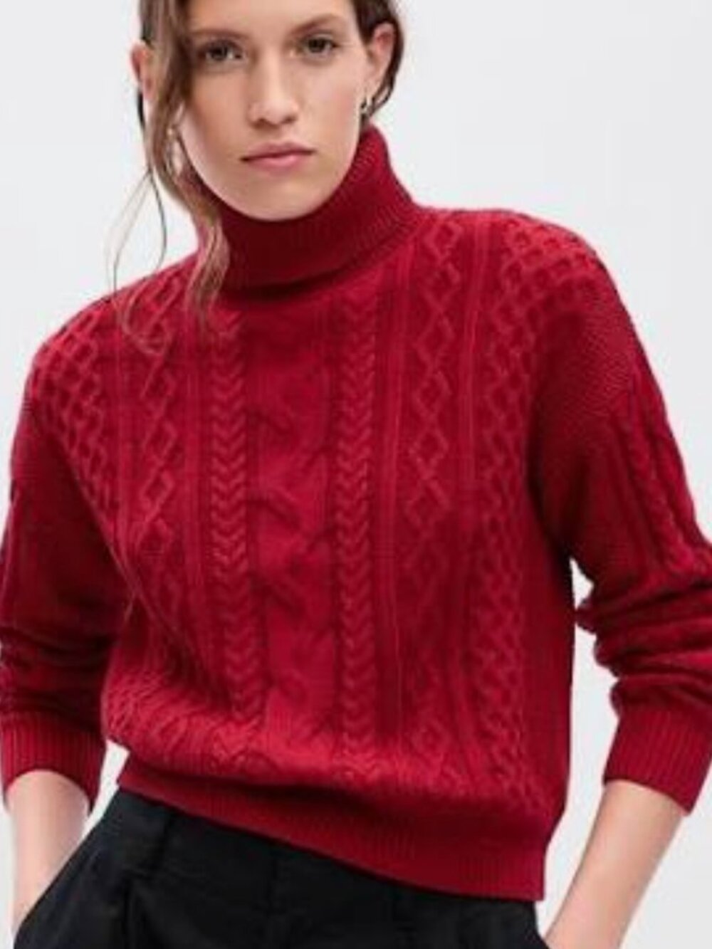 Gap Deep Red Mix-Texture Turtleneck Sweater — Size M